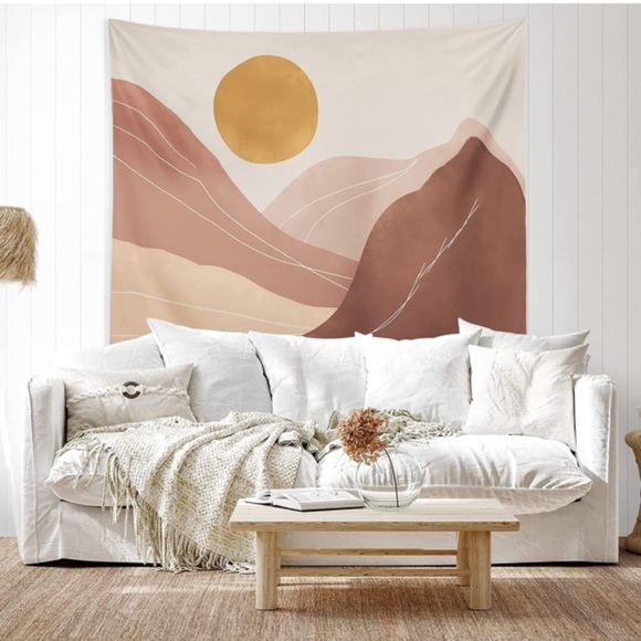 Neutral Minimalist Sunrise/Sunset Warm Colorful Festival Boho Tapestry/Wall Art - Picture 2 of 6